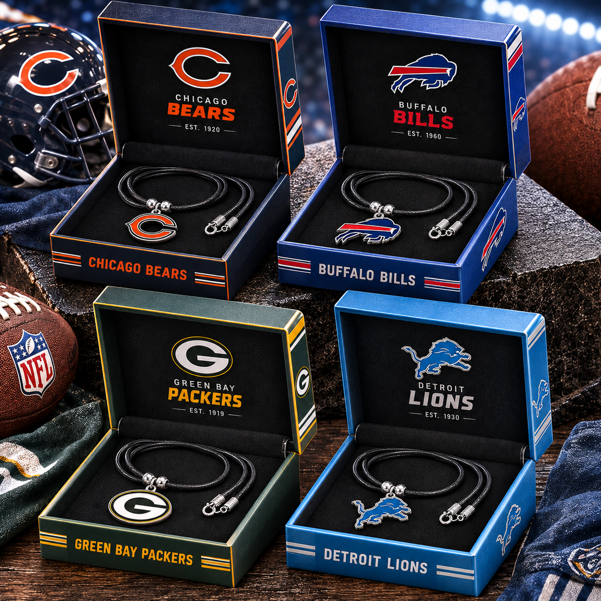 🏈 Exclusively for all 32 NFL teams — Handmade team good-luck energy necklaces 📿🍀