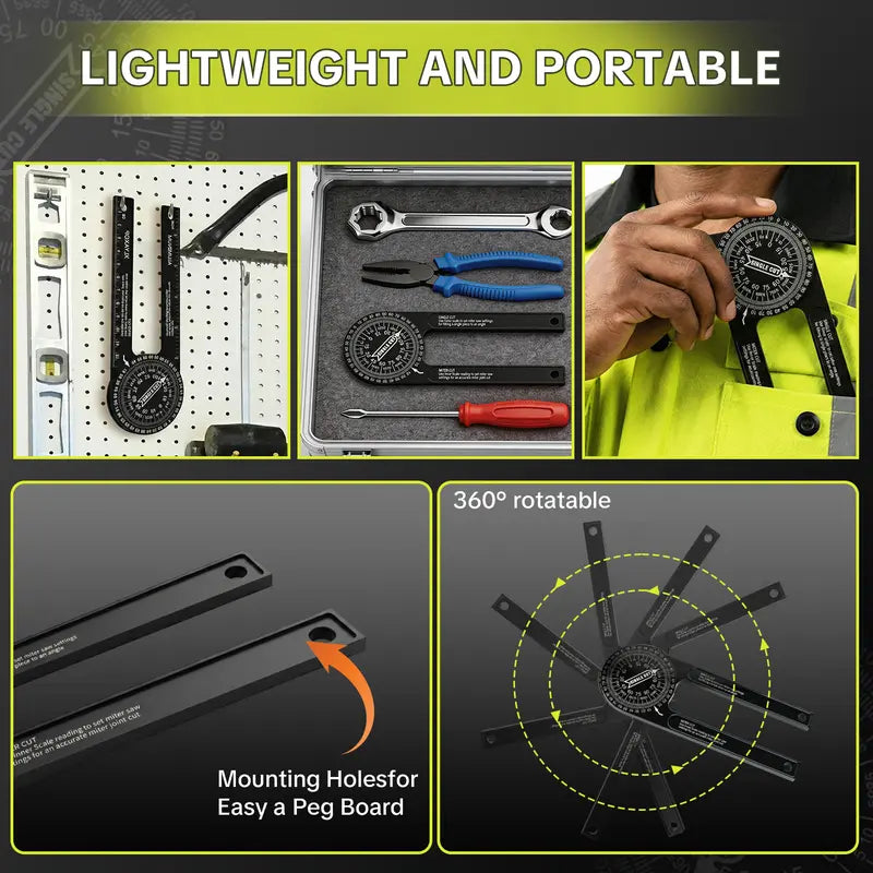 Aluminum Alloy Misaligner Protractor | 7-inch Rust-Proof Angle Ruler with 360° Measuring Range