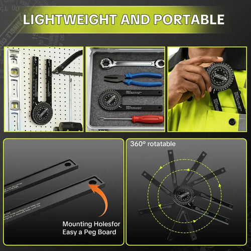 Aluminum Alloy Misaligner Protractor | 7-inch Rust-Proof Angle Ruler with 360° Measuring Range