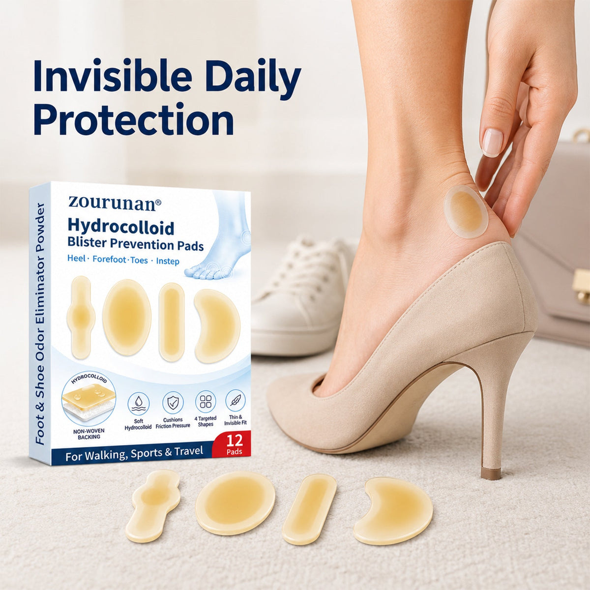 👠 Anti-Blister Invisible Heel Pads – 💧 Waterproof & Sweat-Resistant