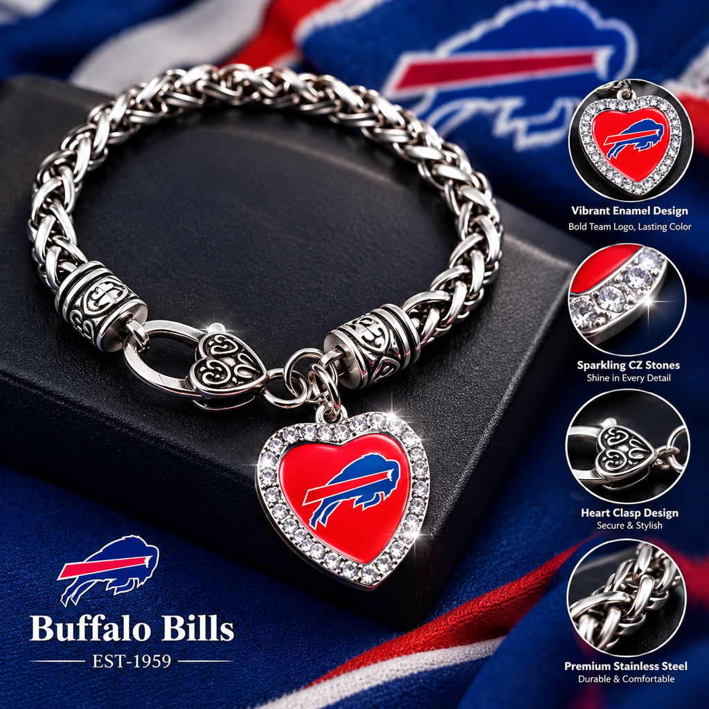 🏈 NFL 32-Team Heart-Charm Chunky Twisted Chain Bracelet 💖📿