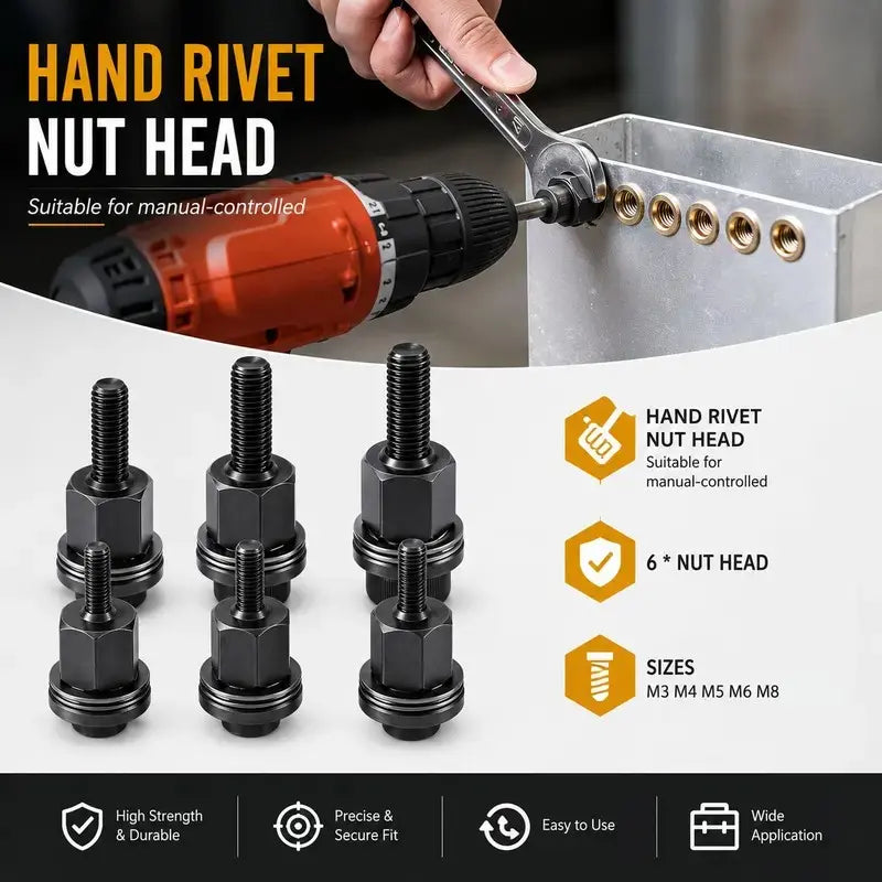 Manual Rivet Nut Tool Set (includes M3–M12 carbon steel rivet nuts)