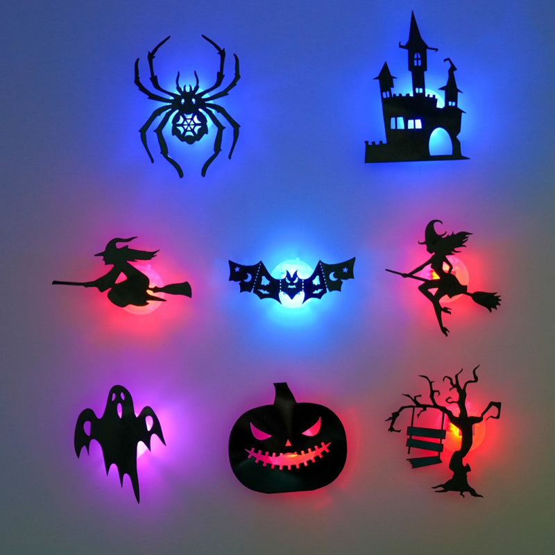 👻Halloween Glow-in-the-Dark Wall Stickers – LED-illuminated, peel-and-stick.