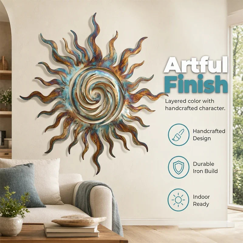 Metal Sun Silhouette Wall Art Decor